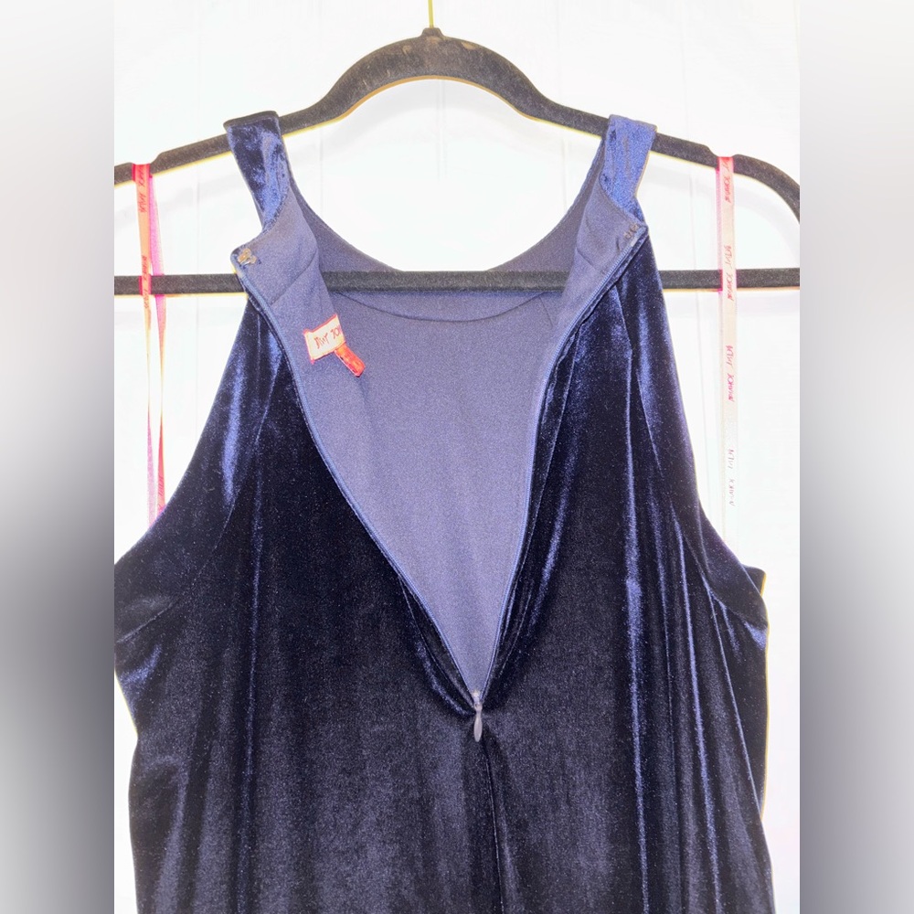 Betsey Johnson Blue Velvet Halter Swing Dress Size 10 - Picture 8 of 10
